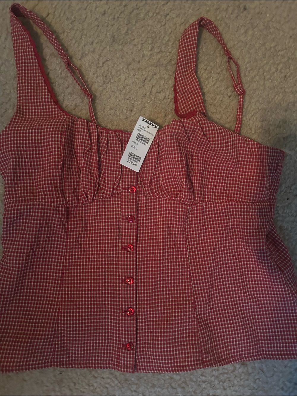 Tilly's Red Gingham Button-Front Camisole